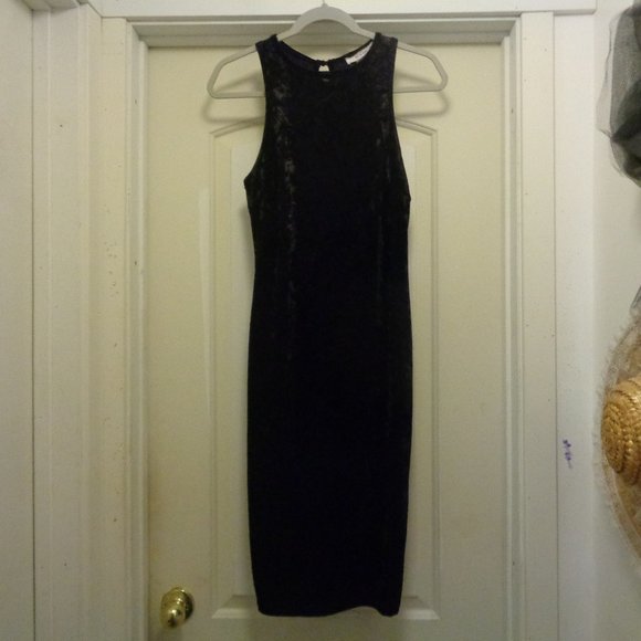 RICH GIRL JAZZ SEXY RETRO BLACK CRUSHED VELVET MAXI DRESS SM TO MED - Picture 7 of 7